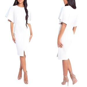 NWT Black Halo Holland Sheath Midi Dress in Porcelain Sz. 2